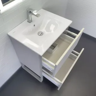 Тумба-умывальник Comforty Бильбао-60Н серый шёлк с раковиной Comforty 60E